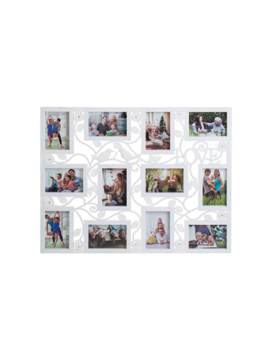 White Rectangular Photo Decoration Frame Ivy 12 Slots 70x54cm
