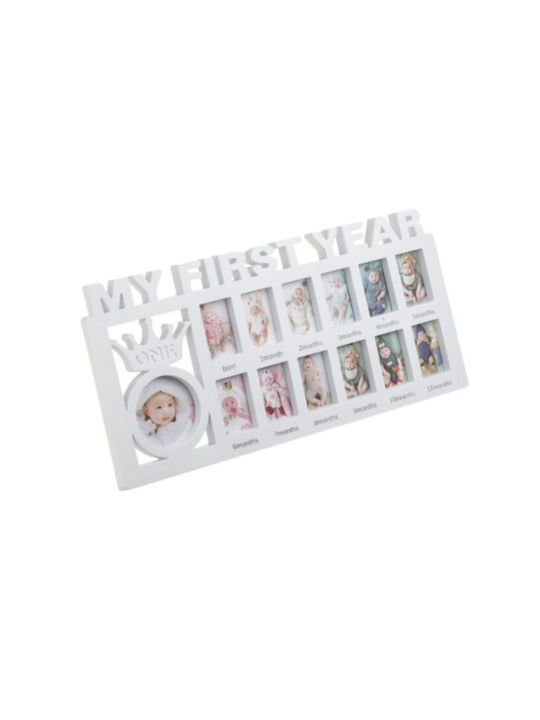 White Photo Frame "my First Year" 13 Slots 40x20cm White Photo Frame "my First Year" 13 Slots 40x20cm