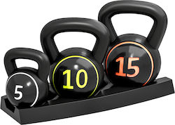 Sportnow Kettlebell-Set 3 Βαράκια 2 2kg/4 5kg/6 8kg Πλαστικό Περίβλημα Μαύρο