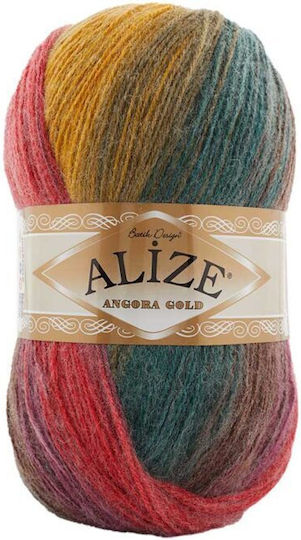 Alize Angora Gold Mixed Yellow Red Green 100m 550gr