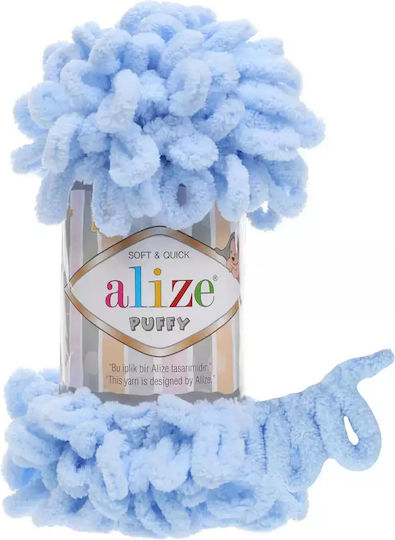 Knitting Yarn Alize Puffy Col 183 Light Blue 100gr 9 Meters