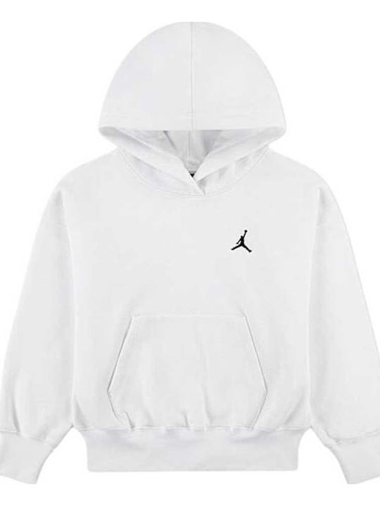 Fleece Παιδικό Φούτερ με Κουκούλα White