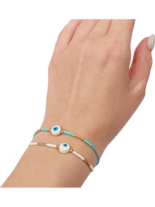 Women's Bracelet Set Macrame with design Eye made of Cord