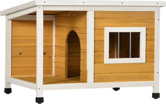 Pawhut Dog House Wooden Outdoor Brown 85.5x62x60cm