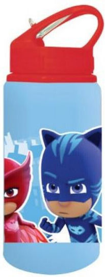 Diakakis Kids Water Bottle Pj Masks Aluminium with Straw Light Blue 500ml