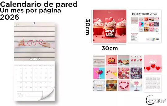 Diary 2026 Hanging Mp 30x30-60cm In Spanish Pb26c-08-4 Sweet Love