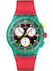 Swatch Unisex Ανδρικό Ρολόι Χρονογράφος Μπαταρίας με Κόκκινο Καουτσούκ Λουράκι