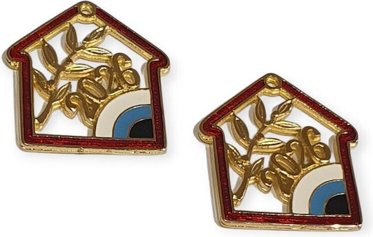 Metal Charms 2026 Golden Enamel Houses 3.5x4cm 2pcs