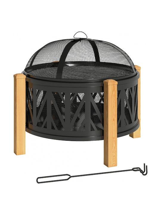 Outsunny Focar În aer liber din metal Negru 75x75x58cm