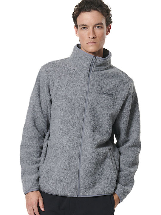 Body Action Ανδρική Ζακέτα Fleece Γκρι