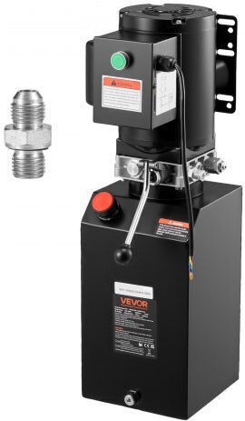 Hydraulic Pump Power Unit Vevor AC 220V Hydraulic Single Energy Unit 15 Liters Oil Flow 6.3 L Min Maximum Discharge Pressure 22 Mpa Tipping Truck Car Workshop Car Lifting Platforms Black