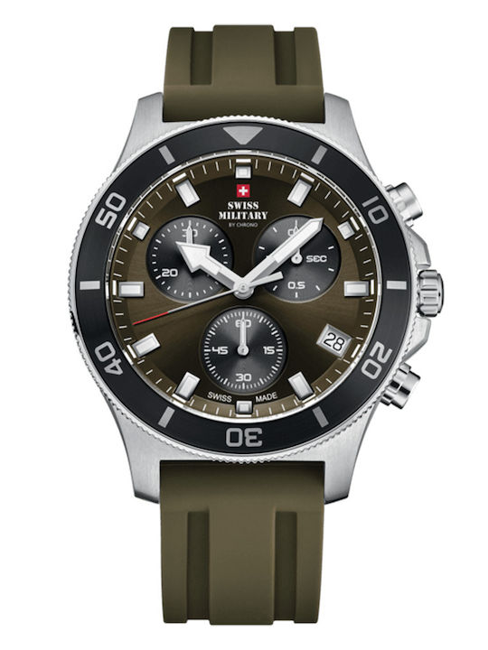 Swiss Military by Chrono Мъжки Часовник На Батерия с Кафява Каучукова Каишка