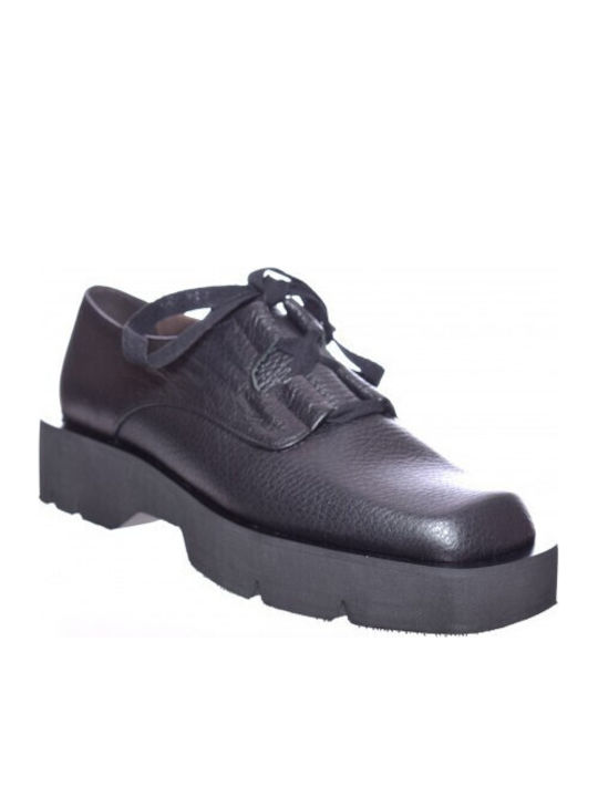 Vavoulas Leather Women's Moccasins in Black Color