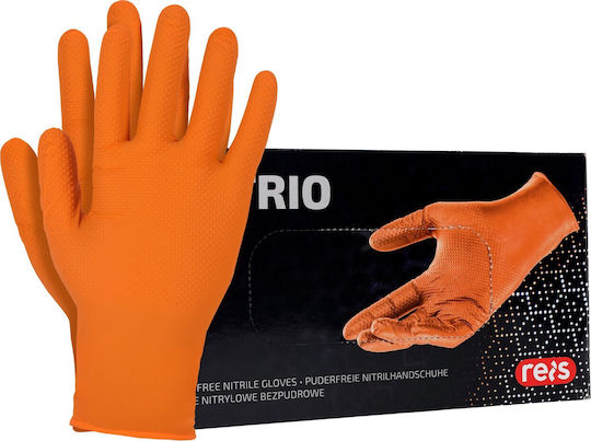 Reis Arbeitshandschuhe Einweg Orange Nitril/Leder 50Stück