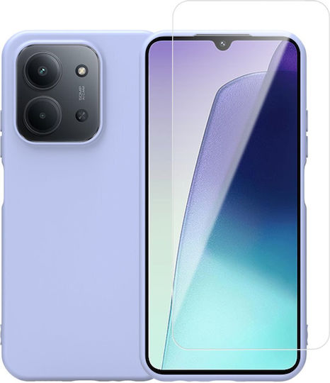 Redshield Back Cover Σιλικόνης Σετ με Τζαμάκι Μωβ (Redmi 15C 4G)