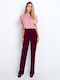Damen Stoff Hose Burgundisch