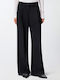 Riso Women's High-waisted Fabric Trousers in Palazzo Fit Black