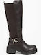 Women's Boots with Zipper / Rubber Brown