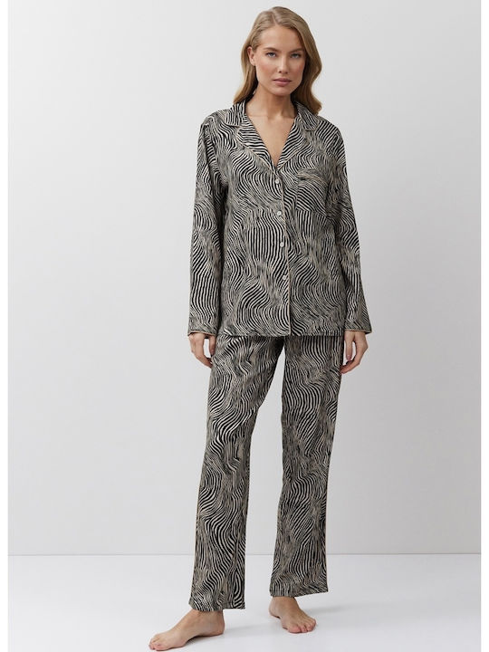 Aruelle Winter Damen Pyjama-Set Schwarz