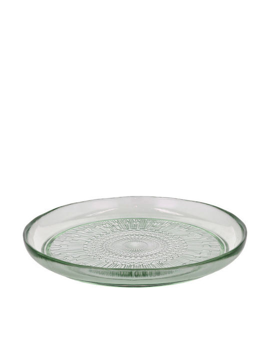 Bitz Plate Shallow Glass Green with Diameter 25cm