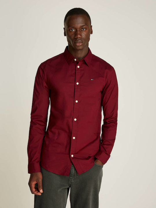 Long-sleeved Cotton Shirt Bordeaux