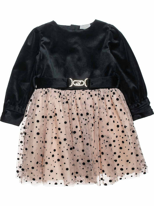 Children's Dress Long Sleeve Velvet Black