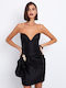 Καλοκαιρινό Mini Βραδινό Φόρεμα Strapless Μαύρο
