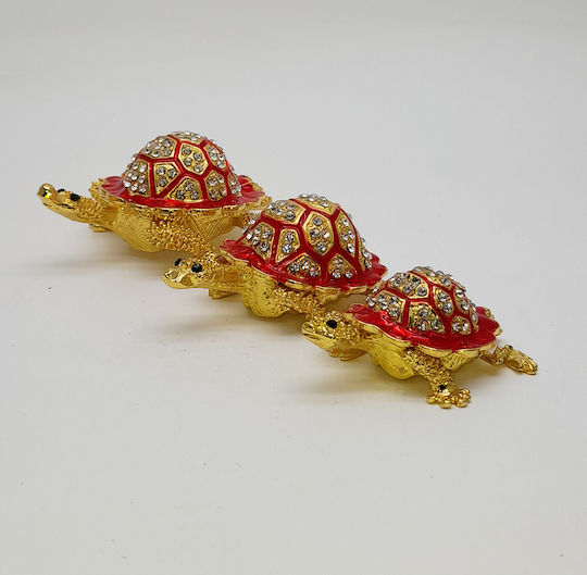 Kaemingk Katoikonhome Set 3 Pieces Bronze Turtle Rhinestones Red-Gold 6 7.5 8 Cm