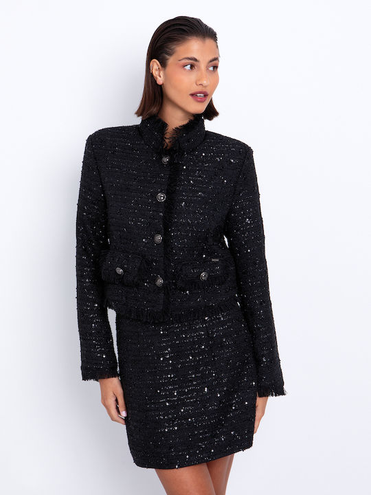 Toi&Moi Women's Blazer Black with Sequins