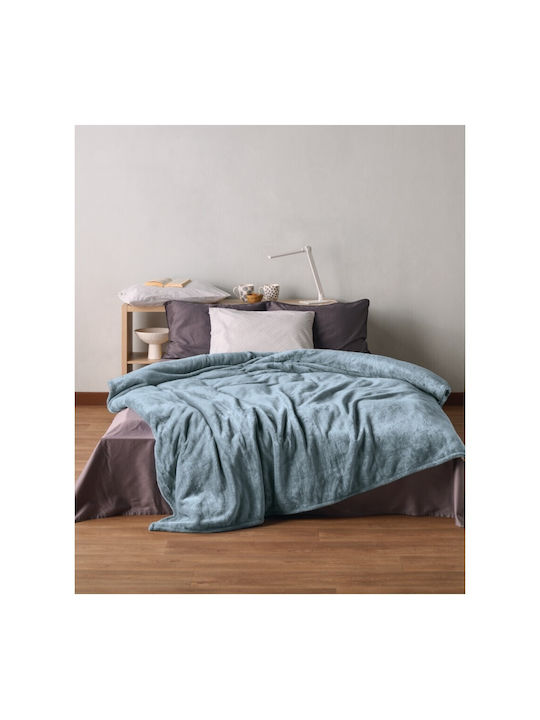 Kentia Yolanda Velvet Blanket Double Size 180x220cm Denim