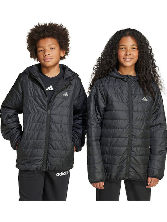 Kids' Sports Jacket with Hood Black Padded