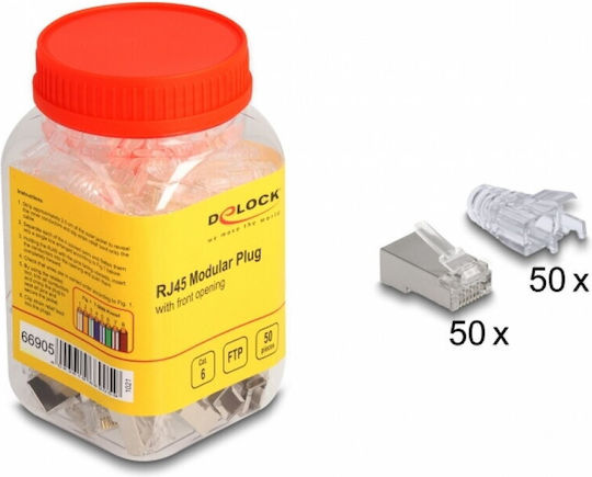 Delock Set 50 Conectori Rj45 Ftp Pentru Rețea Cat.6 Easy Connect + Manson Transparent Delock 66905