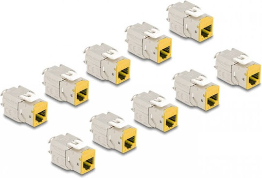 Delock Set 10 Pieces Keystone RJ45 LSA Cat.6a Tool-Free Yellow Modules Delock 88111