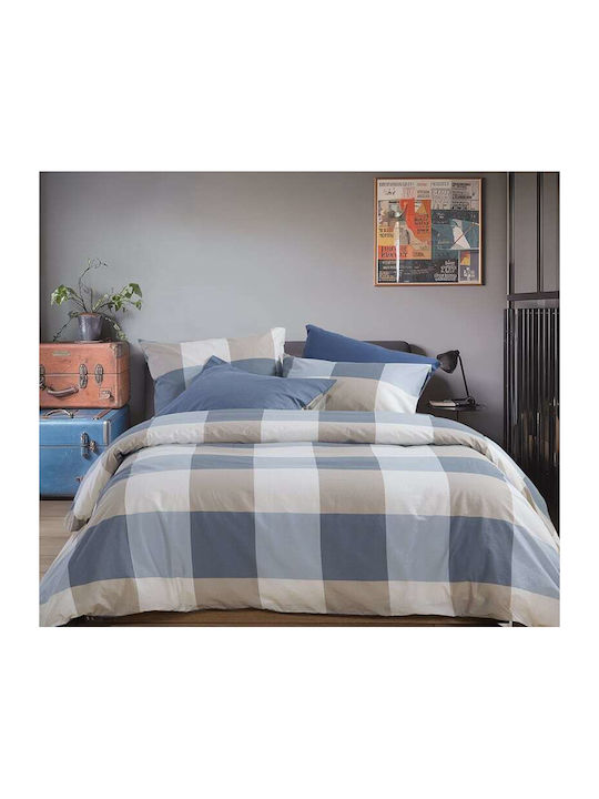 Nef-Nef Homeware Комплект Плик за Завивка Памучен Единичен с Калъфка 170x240 Casual Check Деним