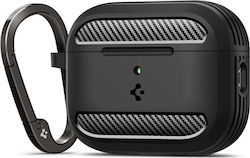 Spigen Rugged Armor Θήκη Σιλικόνης με Γάντζο σε Μαύρο χρώμα για Apple AirPods Pro 3 Spigen Rugged Armor Θήκη Σιλικόνης με Γάντζο σε Μαύρο χρώμα για Apple AirPods Pro 3