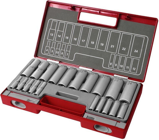 Set 20 Tubulare Extol 1/2" 1/4" Prelungite Crv