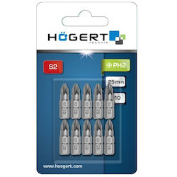 Set 10 Schraubendreher-Bits Hogert Ph2 25mm Blisterpack