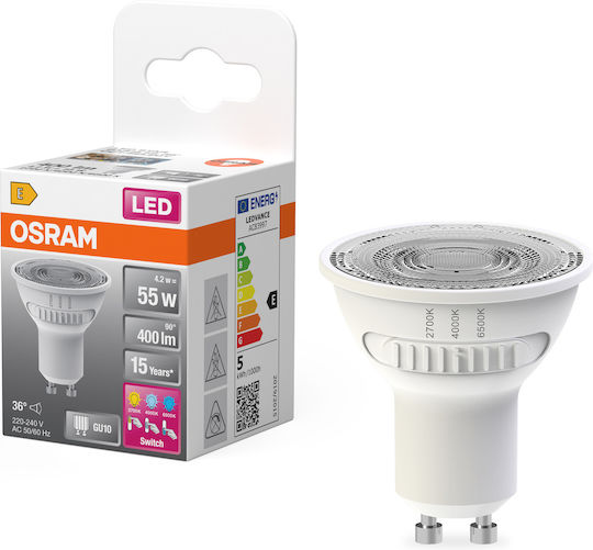 Ledvance LED-Lampe 4.2W für Fassung GU10 und Form PAR16 Warm- bis Kaltweiß