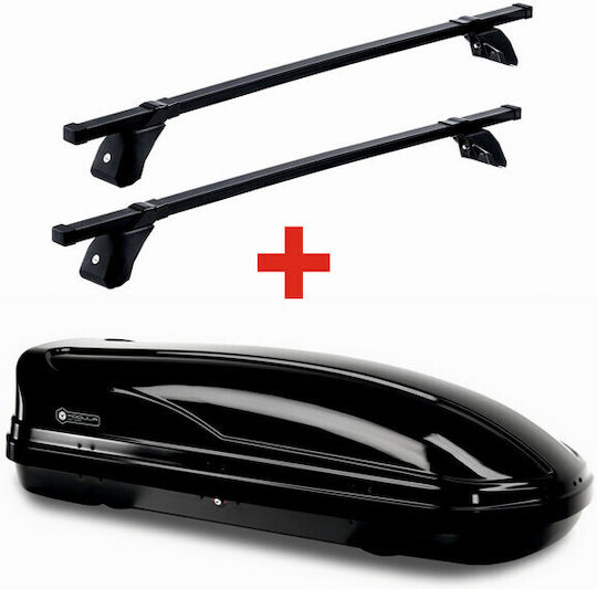 Autodachbox Modula Wego 450 Glossy Schwarz 450 Liter Dachträger Verzinkter Stahlrohr Kunststoffbeschichtung