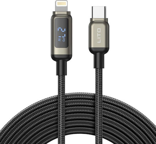 Lito Data Braided / LED USB-C to Lightning Cable 60W Μαύρο