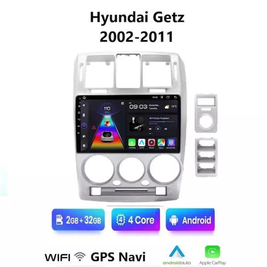 Car Audio System for Hyundai Getz 2002-2011 (Bluetooth/USB/WiFi/GPS/Apple-Carplay/Android-Auto) with Touch Screen 9"