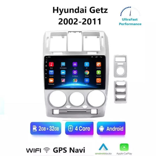 Car Audio System for Hyundai Getz 2002-2011 (Bluetooth/USB/WiFi/GPS/Apple-Carplay/Android-Auto) with Touch Screen 9"