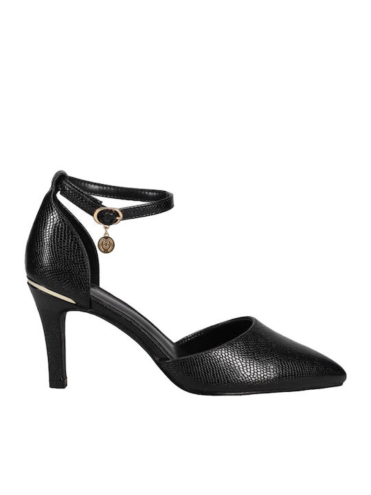 Pumps mit Stiletto-Absatz & Riemchen Schwarz