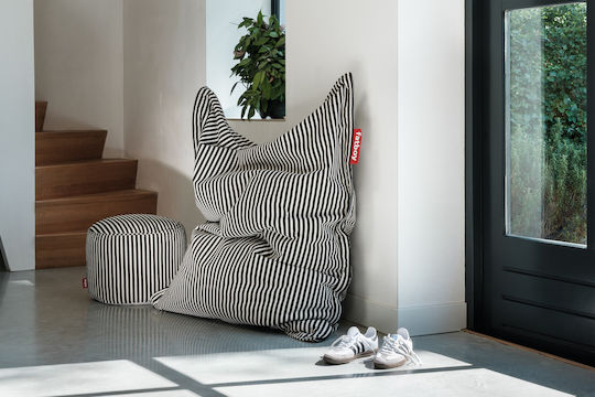 Πουφ Μαξιλάρα Original Slim Terry Black Creme 155x120cm
