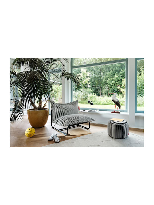 Πουφ Hocker Point Terry Black Creme 50x50x35cm