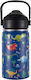 Queen Mother Kids Water Bottle Thermos Stainless Steel with Straw Black 350ml