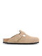 Boston Leather Leather Winter Women's Slippers Beige Narrow Fit