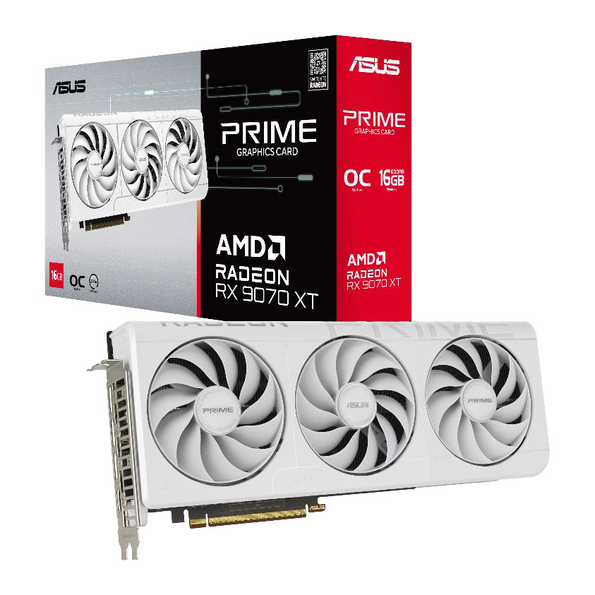 Asus Radeon RX 9070 XT 16GB GDDR6 Prime OC White Κάρτα Γραφικών