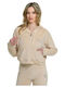Short Women's Beige Zip-Up Cardigan