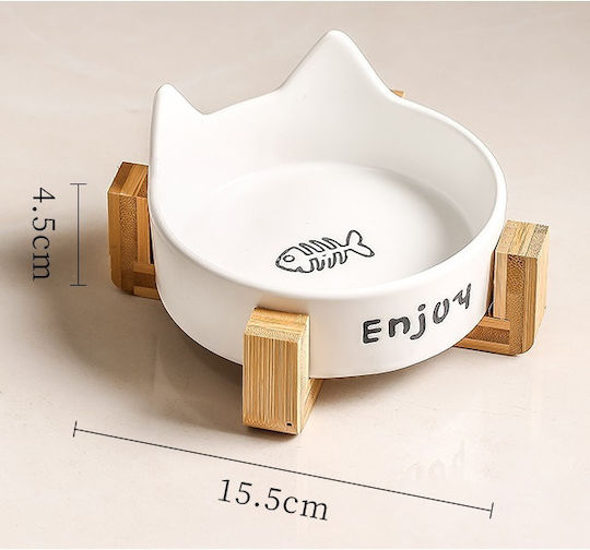 Denik Pets Bol Ceramica Pentru Câine Și Pisică Cu Suport 15.5cm Alb